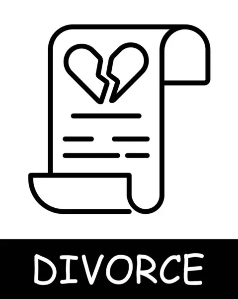 Marriage Contract Line Icon Document Divorce Marriage Court Husband Wife — Stock Vector