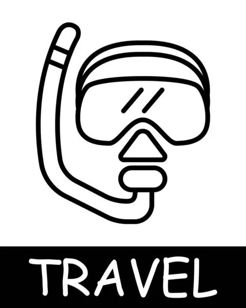Diving Mask Line Icon Swimming Water Travel Road Trip Adventure — Stock Vector
