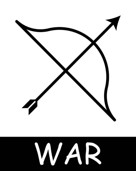 Ikona Linii Łuku Prymitywny Strzałka Wojna Śmierć Pokój Broń Zwycięstwo — Wektor stockowy