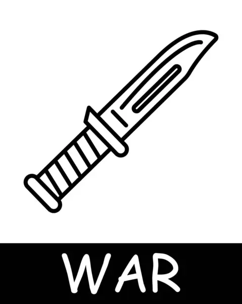 Icono Línea Del Cuchillo Armas Afiladas Corte Penetrante Guerra Muerte — Vector de stock