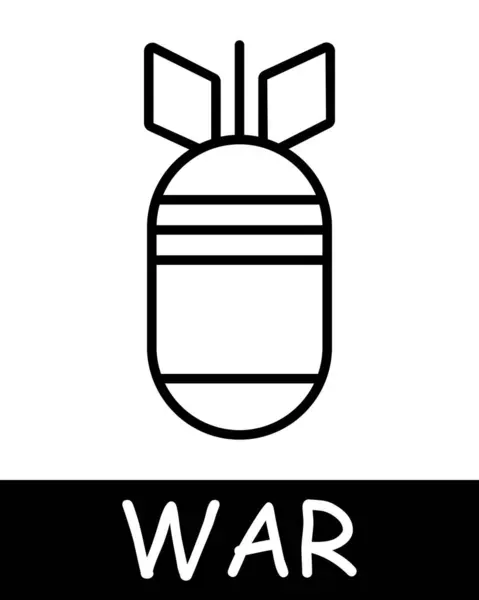Icona Della Linea Boma Bombardamento Armi Nucleari Guerra Morte Pace — Vettoriale Stock