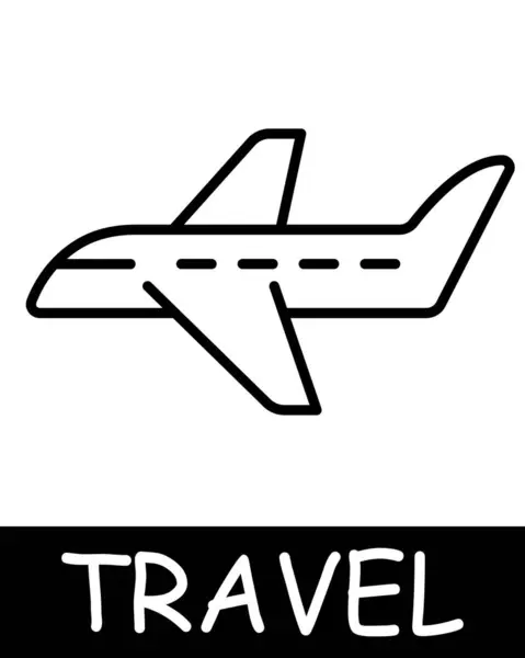 Ícone Linha Avião Vôo Viagens Estrada Viagem Aventura Turista País — Vetor de Stock