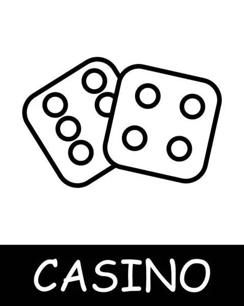 Icône Ligne Cubes Chance Casino Argent Jetons Croupier Jeu Perte — Image vectorielle
