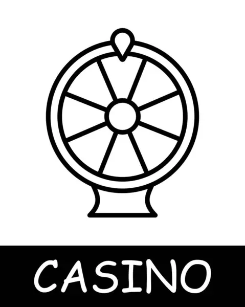Wheel Fortune Line Icon Sector Prize Casino Money Chips Croupier — Stock Vector
