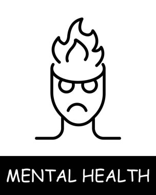 Man line icon. Fire, mental health, psychology, emotional well-being, psychotherapy, stress, depression, well-being. Vector line icon for business and advertising clipart