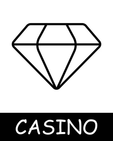 Ícone Linha Terno Diamante Poker Casino Dinheiro Fichas Croupier Jogo — Vetor de Stock
