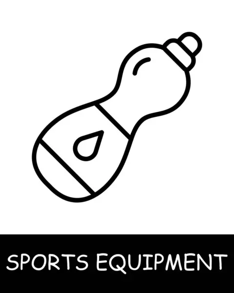 Flytande Linjeikon Sportutrustning Hockeyklubba Basket Tennisracket Volleyboll Boxningshandskar Skivstång Hantlar — Stock vektor