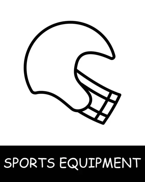 Helmet Line Icon Sports Equipment Hockey Stick Basketball Tennis Racket — Stock Vector