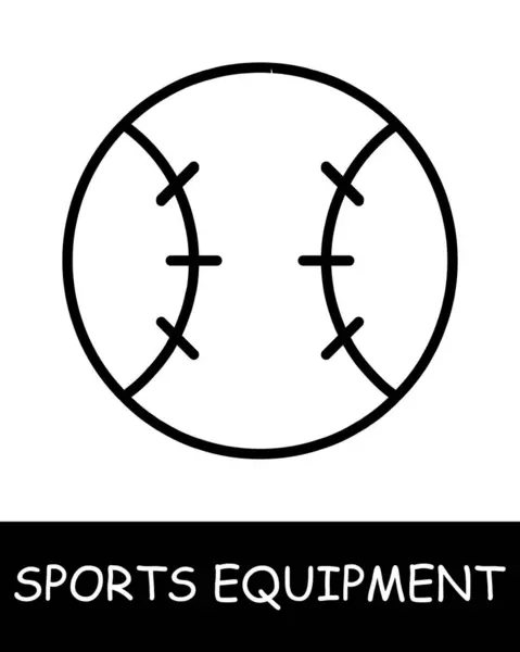 Honkbal Lijn Icoon Sportuitrusting Hockeystick Basketbal Tennisracket Volleybal Bokshandschoenen Lange — Stockvector