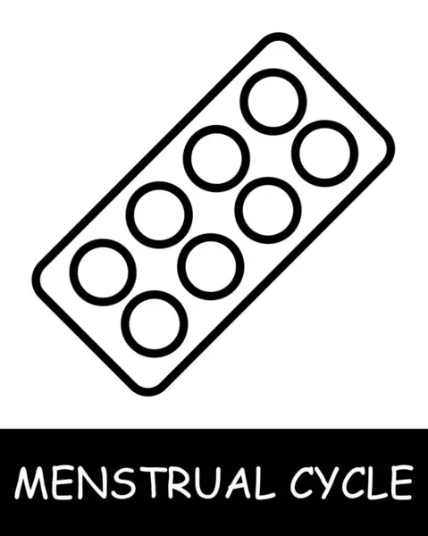 Pills Line Icon Contraception Menstrual Cycle Estrogen Hygiene Ovulation Hormones — Stock Vector