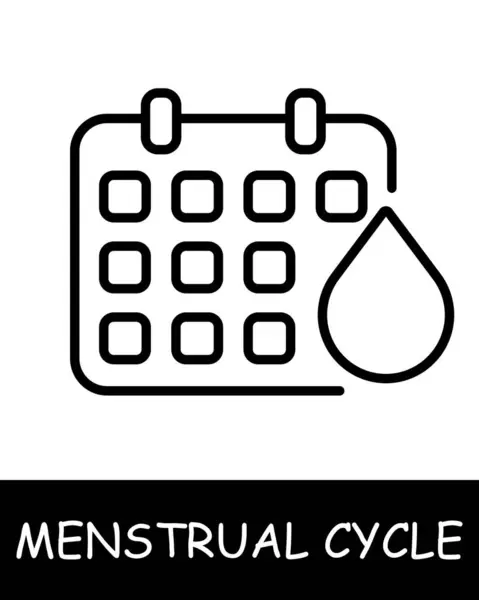 Calendar Line Icon Planning Menstrual Cycle Estrogen Hygiene Ovulation Hormones — Stock Vector