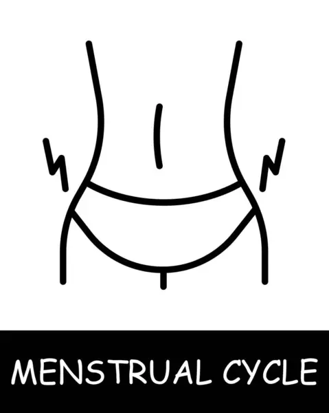 Значок Линии Болевого Синдрома Нижнее Белье Менструальный Цикл Эстроген Гигиена — стоковый вектор