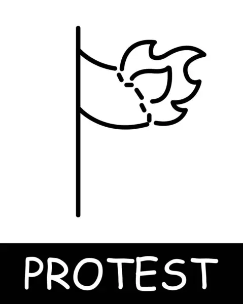 Burning Flag Icon War Power Manacle Oppression Captivity Fight Regime — Stock Vector