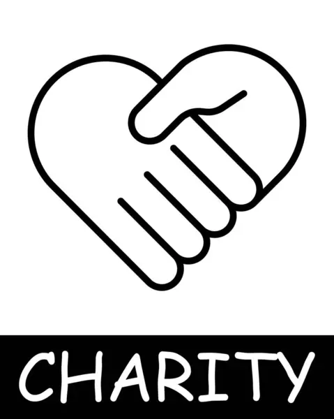 Caridad Mano Icono Del Corazón Trabajo Equipo Apoyo Donación Donación — Archivo Imágenes Vectoriales