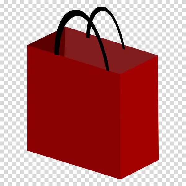 Belanja Tas Belanja Merah Dengan Gagang Hitam Desain Sederhana Dan - Stok Vektor