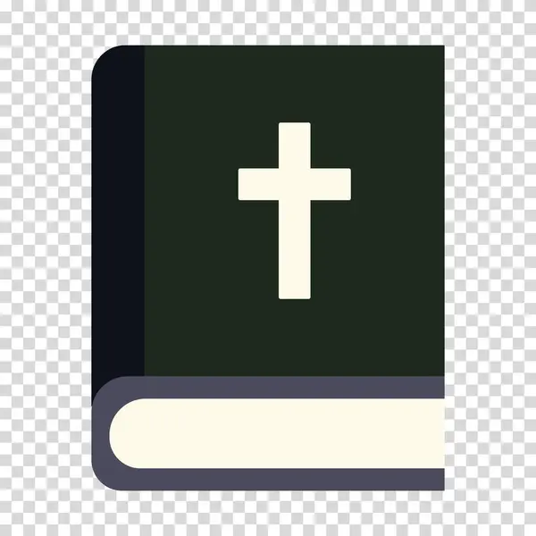Bible Tmavě Zelené Obálce Bílým Křížem Spiritualita Znalosti Moudrost Plochý Vektorová Grafika