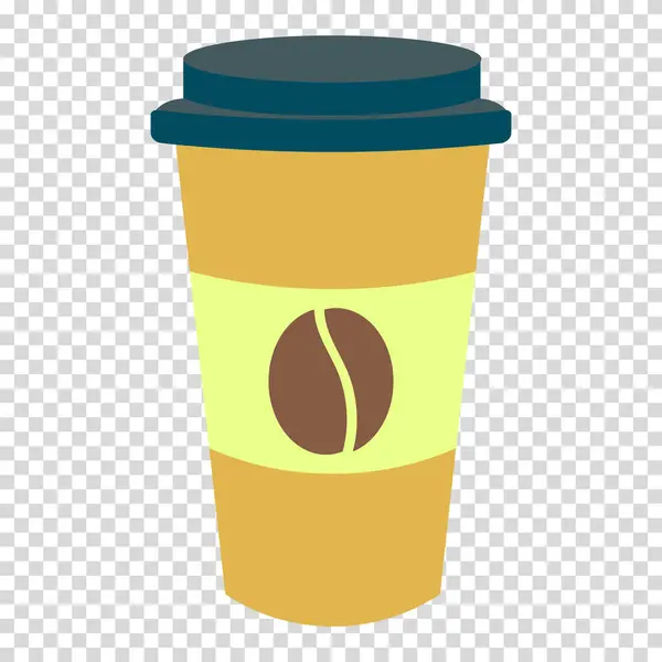 Kahve Fincanı Kahve Çekirdeği Fincan Düz Tasarım Sıcak Renkler Basit Stok Vektör