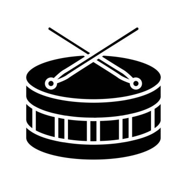 Vatansever davul ikonu. Kırmızı, beyaz ve mavi bagetli davul. Kutlama ve geçit konsepti.