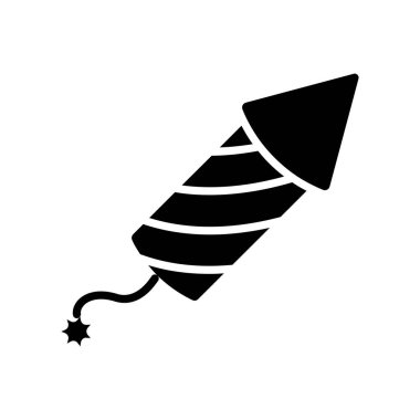 Havai fişek ikonu. Fitili çizgili roket. Kutlama ve festival konsepti.