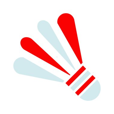 Badminton set simgesi. Shuttlecock, kırmızı ve mavi tüyler, spor malzemeleri, eğlence, oyun, rekabet, fitness, açık hava aktivitesi, raket, eğlence.