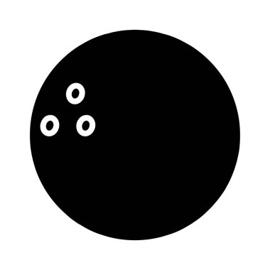 Bowling topu seti simgesi. Kırmızı top, üç parmak deliği, spor ekipmanları, oyun, rekabet, dinlenme, kapalı alan aktivitesi, grev, atletizm.