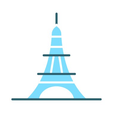 Eyfel Kulesi simgesi. Mavi kule, Paris simgesi, Fransız anıtı, mimari, seyahat, turizm, ünlü yapı, kültür mirası.