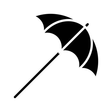 Plaj şemsiyesi ikonu. Yeşil ve kırmızı şemsiye, gölge, yaz, plaj, güneş koruması, açık hava, dinlenme, tatil, tatil.