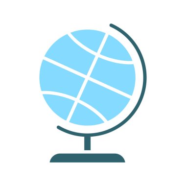 Küre kümesi simgesi. Mavi küre, siyah duruş, dünya haritası, coğrafya, Dünya, küresel, seyahat, eğitim, uluslararası, navigasyon, keşif.