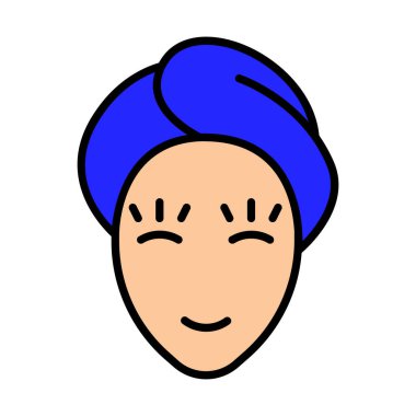Spa ikonu. Havluyla yüz, rahatlama, şımartma, kendine bakım, güzellik tedavisi, sağlık, spa günü, yüz bakımı.