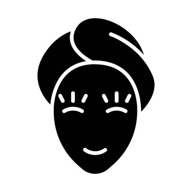 Spa ikonu. Havluyla yüz, rahatlama, şımartma, kendine bakım, güzellik tedavisi, sağlık, spa günü, yüz bakımı.