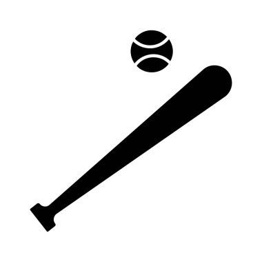 Top ikonlu beyzbol sopası. Spor ekipmanları, beyzbol oyunu, açık hava aktivitesi, eğlence, oyun, takım sporu, yarışma, grafik.