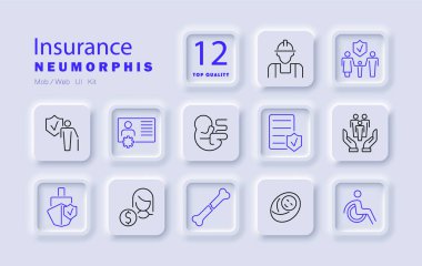 Sigorta seti simgesi. Politika, kapsama, yaşam, aile, sağlık, sağlık, sağlık, engellilik, koruma, lehdar, prim, talep, emniyetli, finansal, belge, güvenlik, plan, kimlik, güvenlik, risk, güvenlik