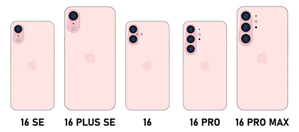 Iphone 16 tasarım. 16 yaşında, profesyonel, ayrıca, SE, Apple modeli. Telefonun arkası. Apple Inc. 'in koyu pembe rengi. Model ekran iPhone ve arka taraf iPhone' u. Yüksek kalite. Resmi sunum. Yazı.