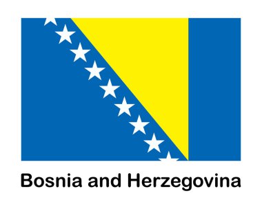 Bosna-Hersek ulusal bayrağı. Beyaz yıldızlı Avrupa ülkesi Bosna-Hersek