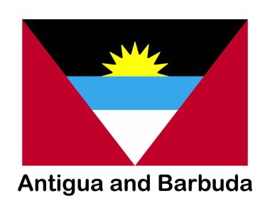 Antigua ve Barbuda ulusal bayrağı. Sancak, eyalet sembolü, bayrak direği