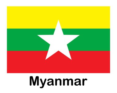 Myanmar Ulusal Bayrağı. Sancak, eyalet sembolü bayrak direği