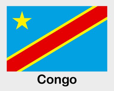 Congo national flag. Banner, state symbol flagpole clipart