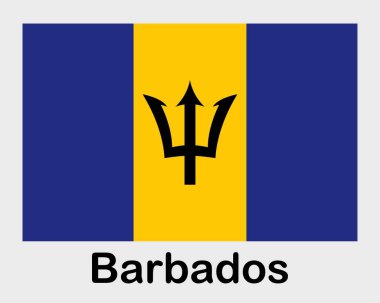 Barbados ulusal bayrağı. Sancak, eyalet sembolü bayrak direği