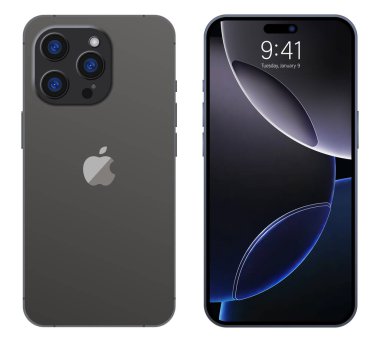 Siyah Iphone 16 profesyonel maksimum model. Yazı