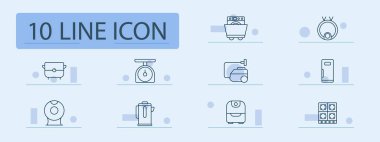 Ev aletleri simge oluşturdu. Çamaşır makinesi, ölçek, fritöz, buzdolabı, soba, mikser, kahve makinesi, vakum, akıllı cihaz, mutfak, temizlik, ev yemeği, elektronik, teknoloji, konfor.