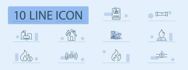 Yangın ve güvenlik simgesi. Ev yangını, gaz sızıntısı, yangın söndürücü, alarm, yangın detektörü, yangın, yanma, güvenlik, sigorta, önleme, acil durum, müdahale, risk, uyarı, yangın koruması.