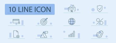 Finans ve ekonomi ikonu oluşturdu. Kredi kartı, hedef, dünya, yüzde, bar tablosu, belge, kilit, kalkan, istatistik, büyüme, veri, faiz, ödeme, hedef, dünya, koruma, küresel pazar.