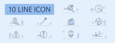 İş süreci simge oluşturdu. Onay, zaman yönetimi, başarı, alarm, büyüme, rapor, hedef, uyarı, bilgi, analiz, doğrulama, başarı, ilerleme, gözden geçirme, performans, adımlar.