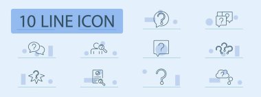 Soru ve sorgu simgesi belirlendi. Yardım, soru işareti, büyüteç, konuşma balonu, soruşturma, SQ, destek, sorgu, araştırma, belirsizlik, analiz, şüphe, sorun çözme, netleştirme, gözden geçirme.