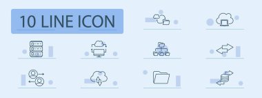 Bulut ve veri belirleme simgesi. Bulut dizini, bulut yüklemesi, sunucu, veri değişimi, bulut yapısı, dosya aktarımı, ağ dizinleri, veri depolama