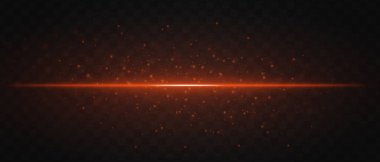 Koyu şeffaf bir arkaplan boyunca parlak parçacıklar ile yatay olarak parlayan altın lazer ışını fütüristik ve yüksek teknolojili görsel efekt yaratır. Neon ışıkları, lazer ışık çizgileri