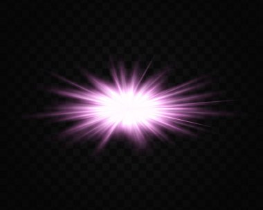 Abstract green star explosion. Glowing starburst effect isolated on dark background. Radiant beams with bright glowing center. Graphical patch of reflected light. Lens flare. Vector illustration. clipart