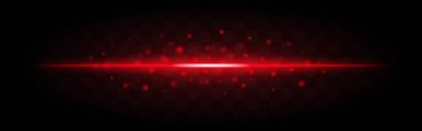 Horizontal red laser beam with scattered glowing particles isolated on a transparent background. Bright energy effect, ideal for sci-fi, futuristic themes, or digital graphic design. clipart