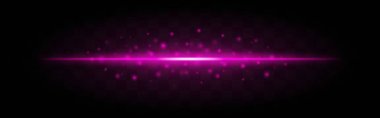 Yatay mor lazer ışını yayılmış parlak parçacıklar, şeffaf bir arkaplanda izole edilmiş. Parlak enerji etkisi, bilim kurgu, fütüristik temalar veya dijital grafik tasarımı için idealdir..