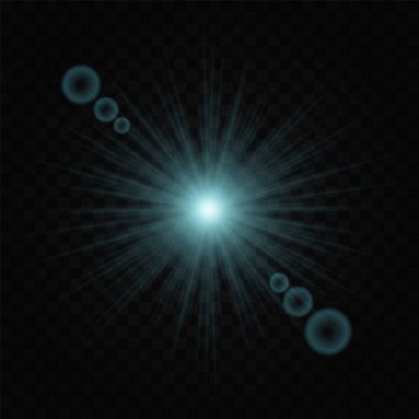 Bright glowing blue starburst isolated on transparent background. Radiant energy burst with sharp rays extending outward and circle. Abstract light effect, perfect for festive or explosive graphics. clipart